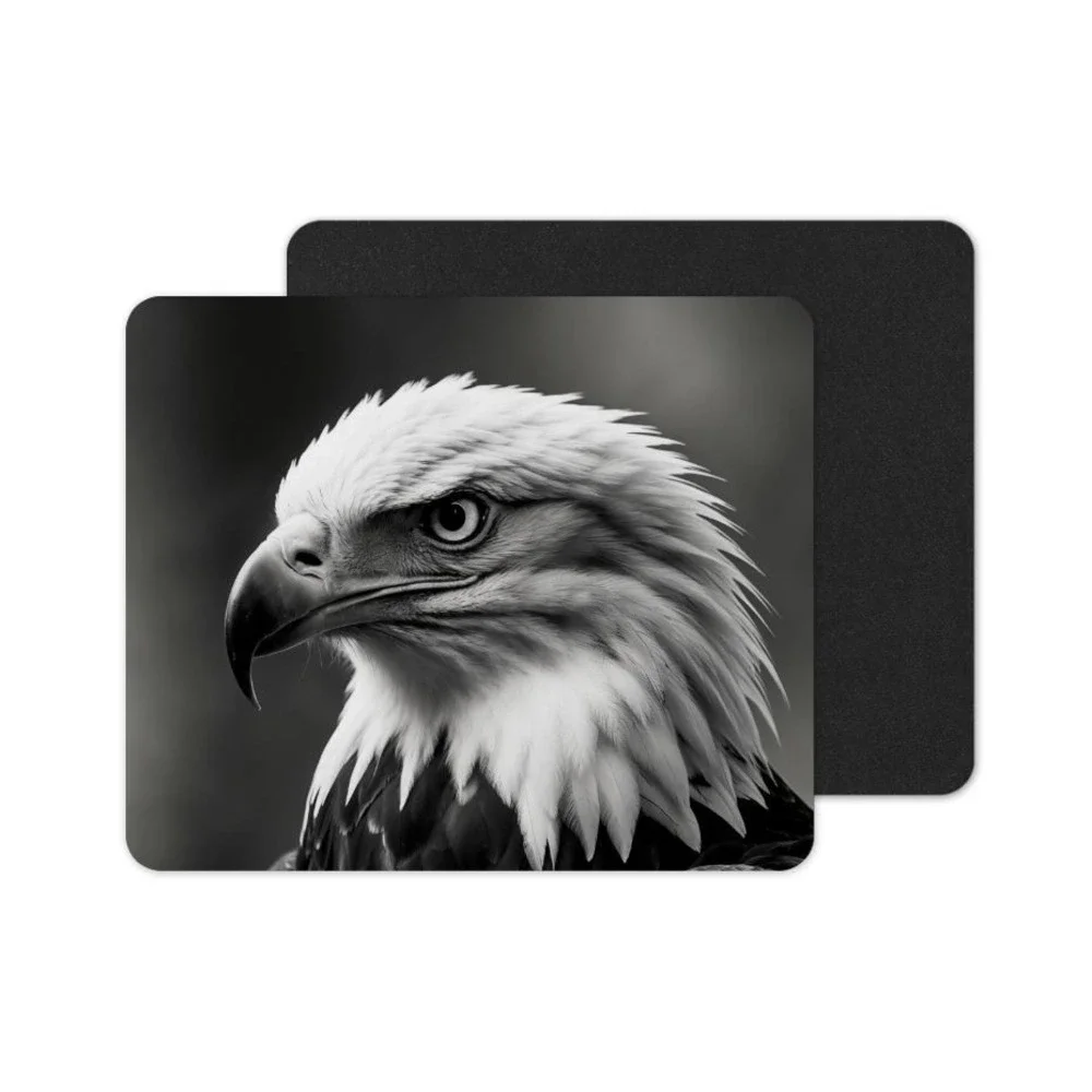 Black And White Bald Eagle Mouse Pad: Vibrant Neoprene Computer Accessory‎